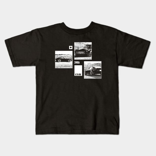 NISSAN DATSUN 240Z FAIRLADY Black 'N White Archive (Black Version) Kids T-Shirt by Cero